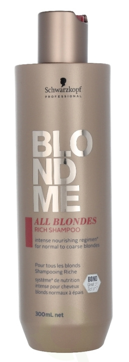 Schwarzkopf Blond Me All Blondes Rich Shampoo 300 ml For Normal Coarse Blondes in the group BEAUTY & HEALTH / Hair & Styling / Hair care / Schampoo at TP E-commerce Nordic AB (C73847)