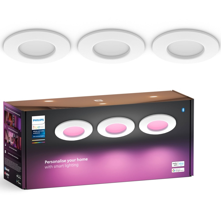 Philips Hue Slim Downlight S 90mm White and Color Ambiance Vit 3-pack in the group HOME ELECTRONICS / Lighting / Ceiling lights at TP E-commerce Nordic AB (C74715)