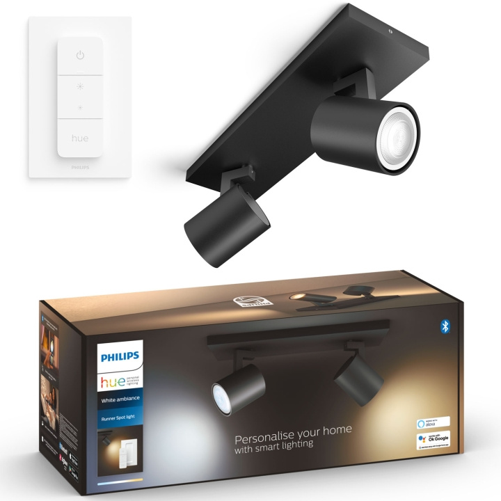 Philips Hue Runner White Ambiance 2 spot 800lm Svart in the group HOME ELECTRONICS / Lighting / Ceiling lights at TP E-commerce Nordic AB (C74720)