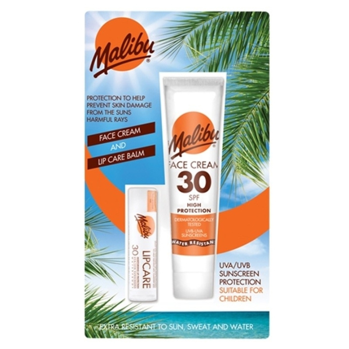 Malibu Sun Face Cream & Lipbalm SPF30 Blister Duo in the group BEAUTY & HEALTH / Skin care / Tanning / Sunscreen at TP E-commerce Nordic AB (C74747)