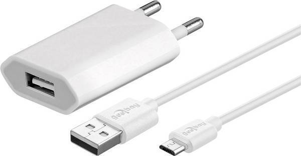 Goobay Micro-USB 5 W charger + cable, 1 m, white in the group SMARTPHONE & TABLETS / Chargers & Cables / Wall charger / Wall charger microUSB at TP E-commerce Nordic AB (C75181)