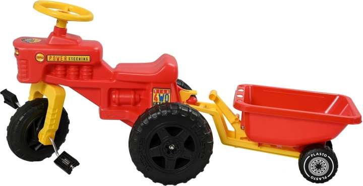 Plasto tractor and trailer, red in the group TOYS, KIDS & BABY PRODUCTS / Toys / Walking cars at TP E-commerce Nordic AB (C75357)