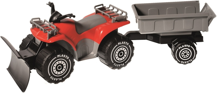 Plasto ATV with plough and trailer, red in the group TOYS, KIDS & BABY PRODUCTS / Toys / Toy cars at TP E-commerce Nordic AB (C75363)