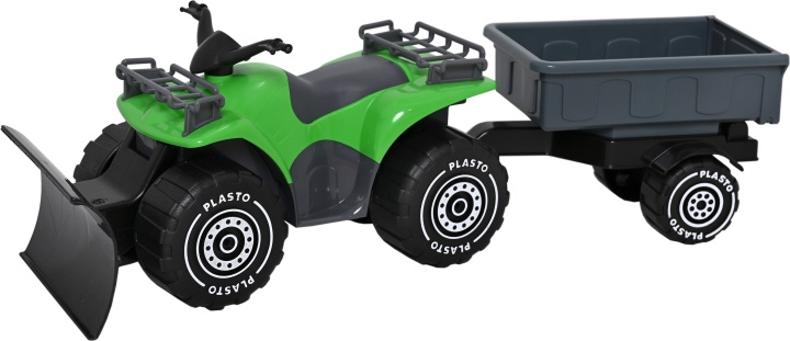 Plasto ATV with plough and trailer, green in the group TOYS, KIDS & BABY PRODUCTS / Toys / Toy cars at TP E-commerce Nordic AB (C75409)