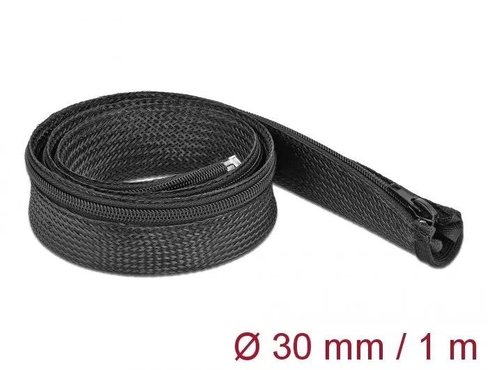 DeLOCK Braided Sleeve with zip fastener heat-resistant 1 m x 30 mm in the group HOME ELECTRONICS / Cables & Adapters / Kable management at TP E-commerce Nordic AB (C75529)