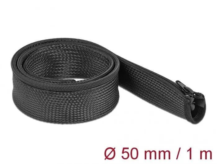 DeLOCK Braided Sleeve with zip fastener heat-resistant 1 m x 50 mm in the group HOME ELECTRONICS / Cables & Adapters / Kable management at TP E-commerce Nordic AB (C75530)