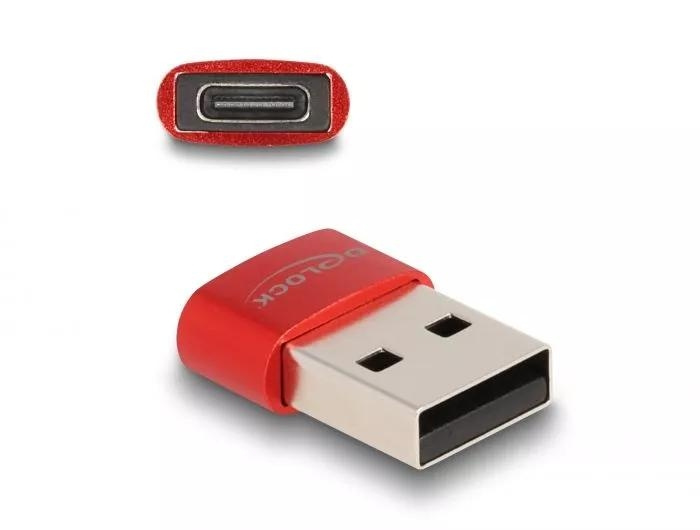 DeLOCK USB 2.0 Adapter USB Type-A male to USB Type-C™ female red in the group COMPUTERS & PERIPHERALS / Computer cables / USB / USB-A / Adapters at TP E-commerce Nordic AB (C75534)