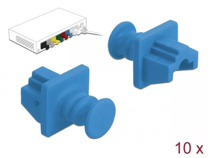 DeLOCK Dust Cover for RJ45 jack 10 pieces blue in the group COMPUTERS & PERIPHERALS / Computer cables / Network cables / Adapters & Conductor joints at TP E-commerce Nordic AB (C75536)