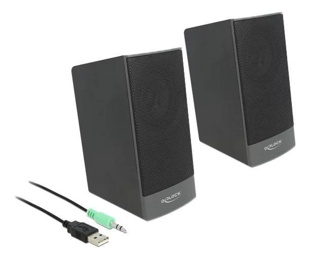 DeLOCK Stereo 2.0 PC Speaker 3.5 mm stereo jack male USB powered in the group COMPUTERS & PERIPHERALS / Computer accessories / Speakers at TP E-commerce Nordic AB (C75541)