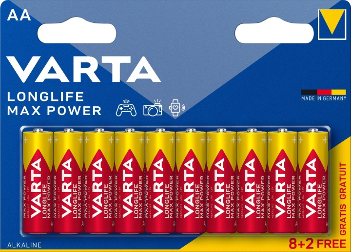 Varta Longlife Max Power AA 10 Pack (8+2) in the group HOME ELECTRONICS / Batteries & Chargers / Batteries / AA at TP E-commerce Nordic AB (C75559)