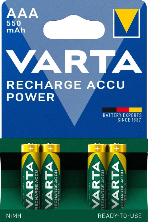 Varta Recharge Charge Accu Power AAA 550mAh 4 Pack in the group HOME ELECTRONICS / Batteries & Chargers / Batteries / AAA at TP E-commerce Nordic AB (C75564)