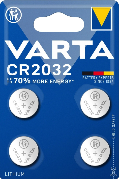 Varta CR2032 Lithium Coin 4 Pack in the group HOME ELECTRONICS / Batteries & Chargers / Batteries / Button cell at TP E-commerce Nordic AB (C75568)