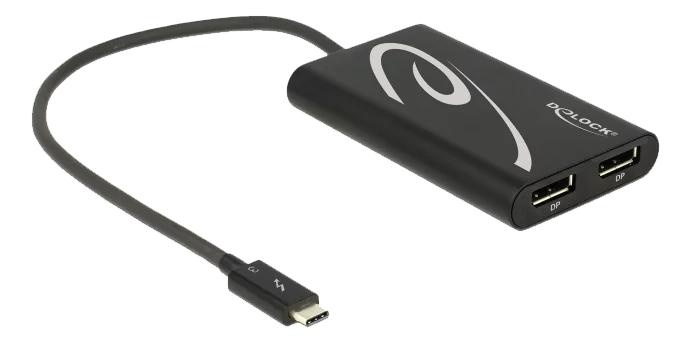 DeLOCK Adapter Thunderbolt™ 3 male > 2 x DisplayPort female 4K 60Hz in the group COMPUTERS & PERIPHERALS / Computer cables / DisplayPort / Adapters at TP E-commerce Nordic AB (C75623)