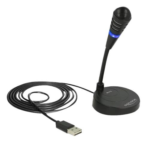 DeLOCK USB Microphone with base and Touch-Mute Button, black in the group HOME ELECTRONICS / Audio & Picture / Handheld Microphones at TP E-commerce Nordic AB (C75627)