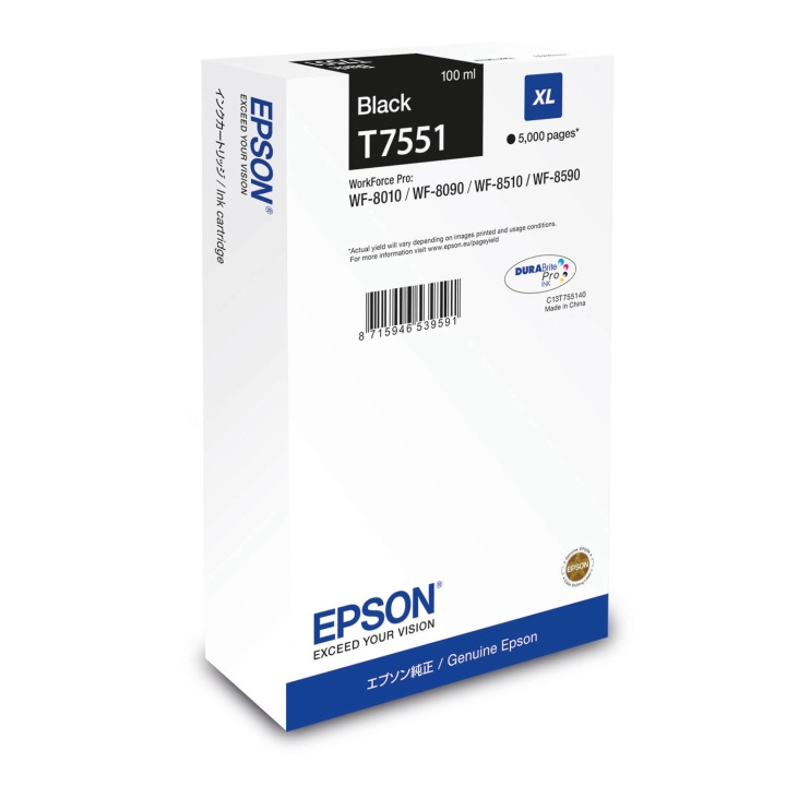 Epson Ink C13T75514N T7551 XL Black in the group COMPUTERS & PERIPHERALS / Printers & Accessories / Ink & Toner / Ink cartridges / Epson at TP E-commerce Nordic AB (C76526)