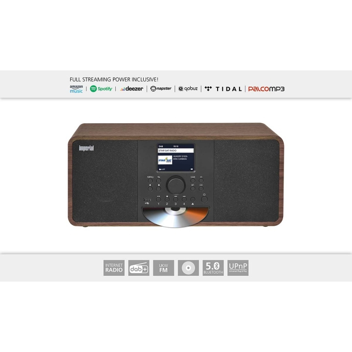 imperial DABMAN i205 CD Hybrid Stereo Radio DAB+ / FM / Internet / Bluetooth Wood Look in the group HOME ELECTRONICS / Audio & Picture / Home cinema, Hifi & Portable / Radio & Alarm clocks / Radio at TP E-commerce Nordic AB (C76566)