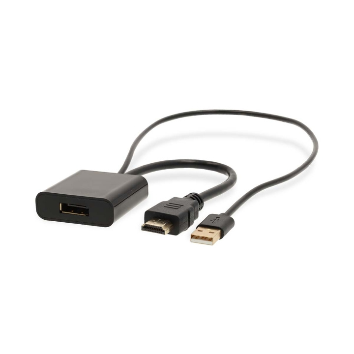 Nedis HDMI™ Adapter | HDMI™ Connector | DisplayPort Male / USB-A Male | Gold Plated | Straight | PVC | Black | 1 pcs | Box in the group HOME ELECTRONICS / Cables & Adapters / HDMI / Adapters at TP E-commerce Nordic AB (C76595)