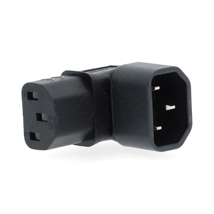 Nedis Extension Plug | IEC-320-C13 | IEC-320-C14 | Angled 90° | Nickel Plated | PVC | Black | Box | 1 pcs in the group COMPUTERS & PERIPHERALS / Computer cables / Device kable at TP E-commerce Nordic AB (C76674)