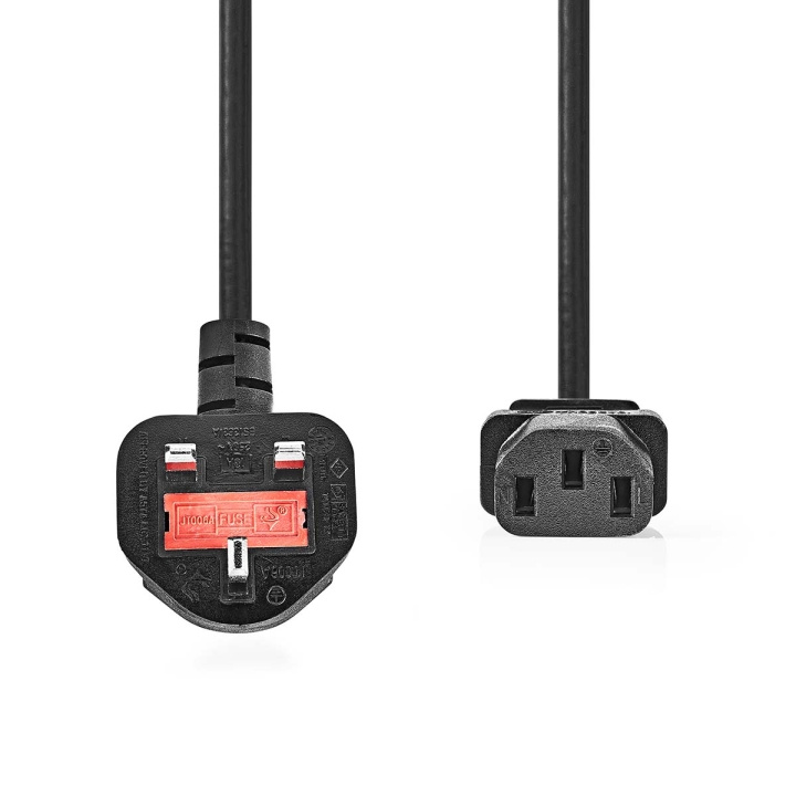 Nedis Power Cable | UK Male | IEC-320-C13 | Angled | Straight | Nickel Plated | 3.00 m | Round | PVC | Black | Label in the group COMPUTERS & PERIPHERALS / Computer cables / Internal / Power cables & Adapters at TP E-commerce Nordic AB (C76676)