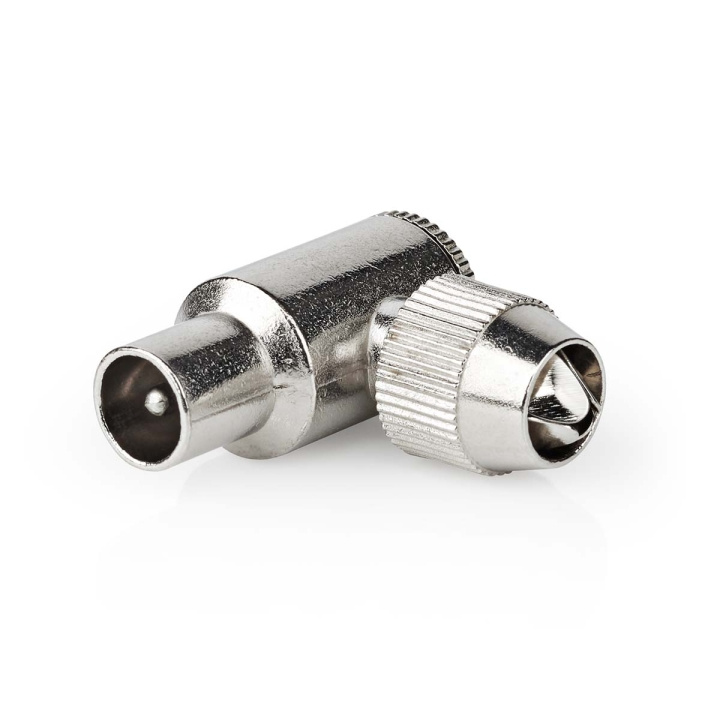 Nedis IEC (Coax) Connector | Angled 90° | Male | Nickel Plated | 75 Ohm | Screw | Cable input diameter: 7.0 mm | Metal | Silver | 2 pcs | Box in the group HOME ELECTRONICS / Cables & Adapters / Antenna cables & Accessories / Accessories at TP E-commerce Nordic AB (C76684)