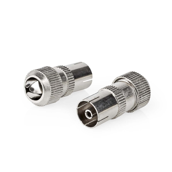 Nedis IEC (Coax) Connector | Straight | Female | Nickel Plated | 75 Ohm | Screw | Cable input diameter: 7.0 mm | Metal | Silver | 2 pcs | Box in the group HOME ELECTRONICS / Audio & Picture / TV & Accessories / Antennas & Accessories at TP E-commerce Nordic AB (C76686)