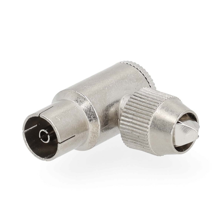 Nedis IEC (Coax) Connector | Angled 90° | Female | Nickel Plated | 75 Ohm | Screw | Cable input diameter: 7.0 mm | Metal | Silver | 2 pcs | Gift Box with Euro Lock in the group HOME ELECTRONICS / Cables & Adapters / Antenna cables & Accessories / Accessories at TP E-commerce Nordic AB (C76688)