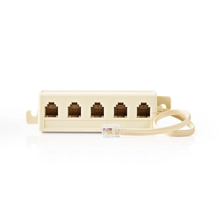 Nedis Telecom Extension Cable | RJ11 Male | 5x RJ11 (4/6) Female | 0.20 m | Cable design: Flat | Cable type: RJ11 | Ivory | Box in the group HOME ELECTRONICS / Cables & Adapters / Telephone Cables & Adapters at TP E-commerce Nordic AB (C76699)