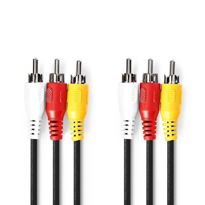 Nedis Composite Video Cable | 3x RCA Male | 3x RCA Male | Nickel Plated | 480p | 1.50 m | Round | PVC | Black | Label in the group HOME ELECTRONICS / Cables & Adapters / RCA / Cables at TP E-commerce Nordic AB (C76714)