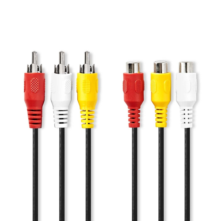 Nedis Composite Video Cable | 3x RCA Male | 3x RCA Female | Nickel Plated | 480p | 2.00 m | Round | PVC | Black | Label in the group HOME ELECTRONICS / Cables & Adapters / RCA / Cables at TP E-commerce Nordic AB (C76716)