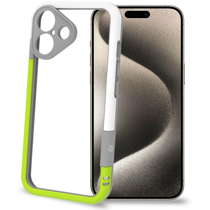 Celly Bumper iPhone 16 Vit/Limegrön in the group SMARTPHONE & TABLETS / Phone cases / Apple / iPhone 16 at TP E-commerce Nordic AB (C76762)