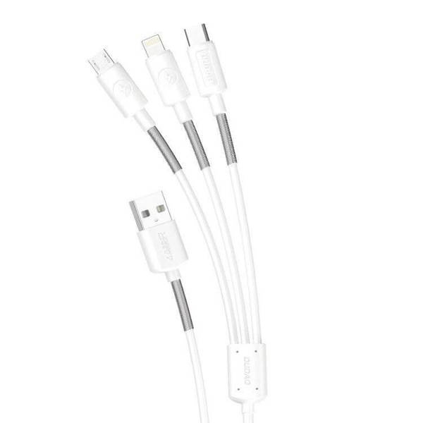 Dudao L8s Upgrade USB-A to Lightning/USB Micro/USB-C 3-in-1 cable 1.2 m white in the group COMPUTERS & PERIPHERALS / Computer cables / USB / USB-C at TP E-commerce Nordic AB (C77130)