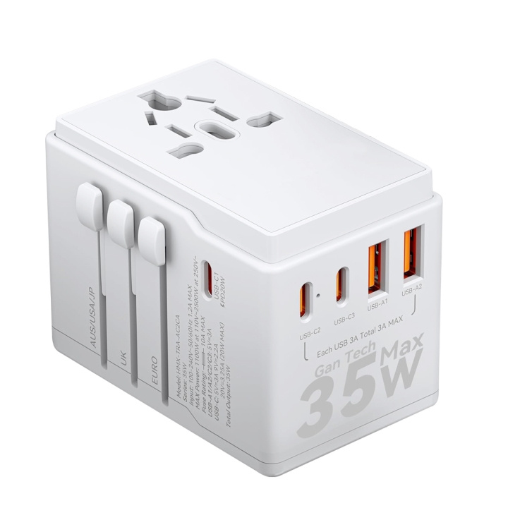 Dudao A35 Universal Travel Adapter White in the group HOME, HOUSEHOLD & GARDEN / Electricity & Lighting / Travel adapters at TP E-commerce Nordic AB (C77167)