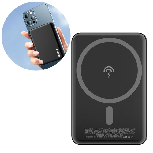 Dudao K14S wireless powerbank 5000mAh 10Watt black in the group SMARTPHONE & TABLETS / Chargers & Cables / Powerbanks at TP E-commerce Nordic AB (C77181)