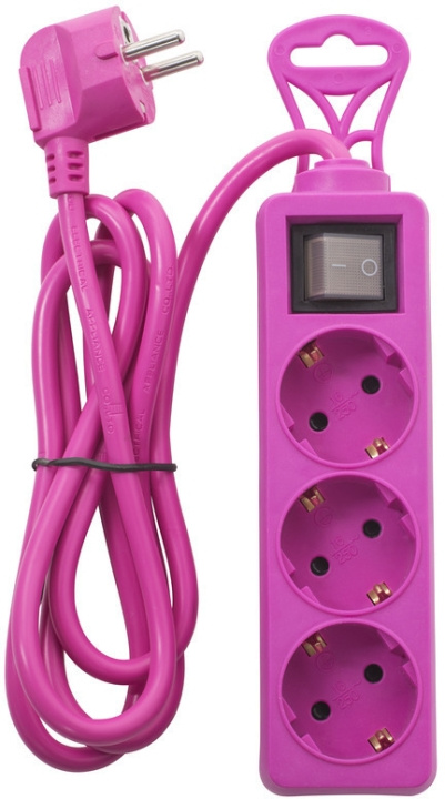 Airam 3-piece extension cord, 1,5 m, pink in the group HOME, HOUSEHOLD & GARDEN / Electricity & Lighting / Power strips at TP E-commerce Nordic AB (C77279)