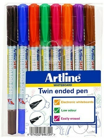 Artline whiteboard pen, double-ended, 8 colours in the group HOME, HOUSEHOLD & GARDEN / Office material / Pencils at TP E-commerce Nordic AB (C77291)