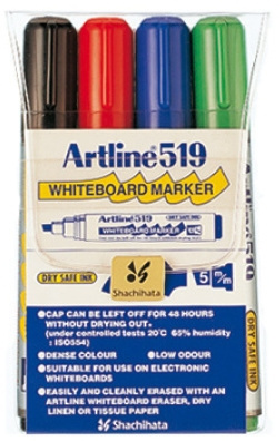 Artline whiteboard pen, oblique nib, 4 colours in the group HOME, HOUSEHOLD & GARDEN / Office material / Pencils at TP E-commerce Nordic AB (C77295)