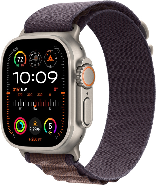 Apple Watch Ultra 2 (GPS + Cellular) 49 mm titanium shell and indigo Alpine strap, large (MREW3) in the group SMARTPHONE & TABLETS / Excercise, home & leisure / Apple Watch & Accessories / Apple Watch at TP E-commerce Nordic AB (C77565)