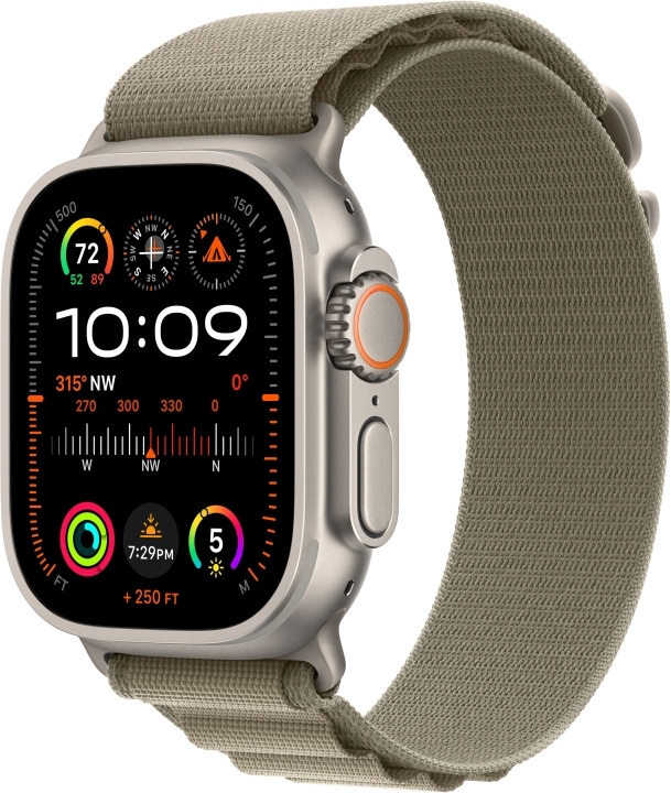 Apple Watch Ultra 2 (GPS + Cellular) 49 mm titanium shell and olive green Alpine strap, medium (MREY3) in the group SMARTPHONE & TABLETS / Excercise, home & leisure / Apple Watch & Accessories / Apple Watch at TP E-commerce Nordic AB (C77567)