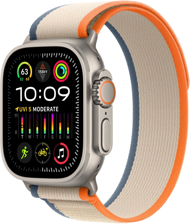 Apple Watch Ultra 2 (GPS + Cellular) 49 mm titanium shell and orange/beige Trail strap, S/M (MRF13) in the group SMARTPHONE & TABLETS / Excercise, home & leisure / Apple Watch & Accessories / Apple Watch at TP E-commerce Nordic AB (C77569)