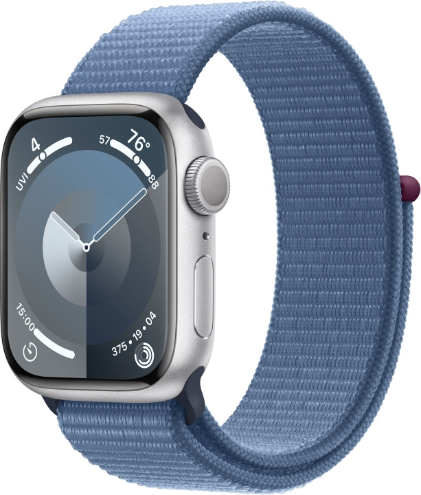 Apple Watch Series 9 (GPS) 41 mm silver-coloured aluminium case and winter blue Sport Loop strap (MR923) in the group SMARTPHONE & TABLETS / Excercise, home & leisure / Apple Watch & Accessories / Apple Watch at TP E-commerce Nordic AB (C77583)