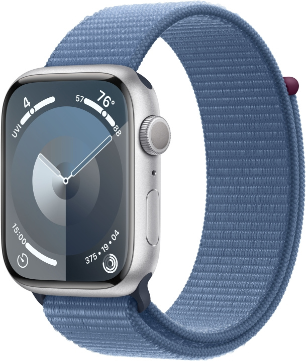 Apple Watch Series 9 (GPS) 45 mm silver-coloured aluminium case and storm blue Sport Loop strap (MR9F3) in the group SMARTPHONE & TABLETS / Excercise, home & leisure / Apple Watch & Accessories / Apple Watch at TP E-commerce Nordic AB (C77595)