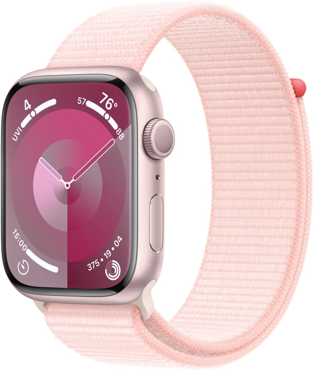 Apple Watch Series 9 (GPS) 45 mm pink aluminium case and pink Sport Loop strap (MR9J3) in the group SMARTPHONE & TABLETS / Excercise, home & leisure / Apple Watch & Accessories / Apple Watch at TP E-commerce Nordic AB (C77598)