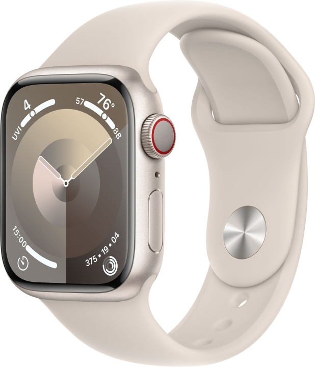 Apple Watch Series 9 (GPS + Cellular) 41 mm star-white aluminium case and star-white sports bracelet, S/M (MRHN3) in the group SMARTPHONE & TABLETS / Excercise, home & leisure / Apple Watch & Accessories / Apple Watch at TP E-commerce Nordic AB (C77599)