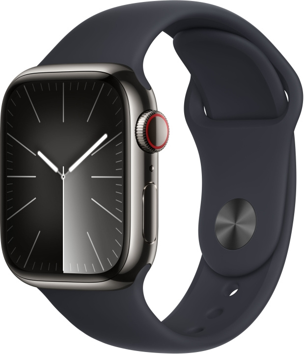 Apple Watch Series 9 (GPS + Cellular) 41 mm graphite stainless steel case and midnight blue sport strap, S/M (MRJ83) in the group SMARTPHONE & TABLETS / Excercise, home & leisure / Apple Watch & Accessories / Apple Watch at TP E-commerce Nordic AB (C77659)