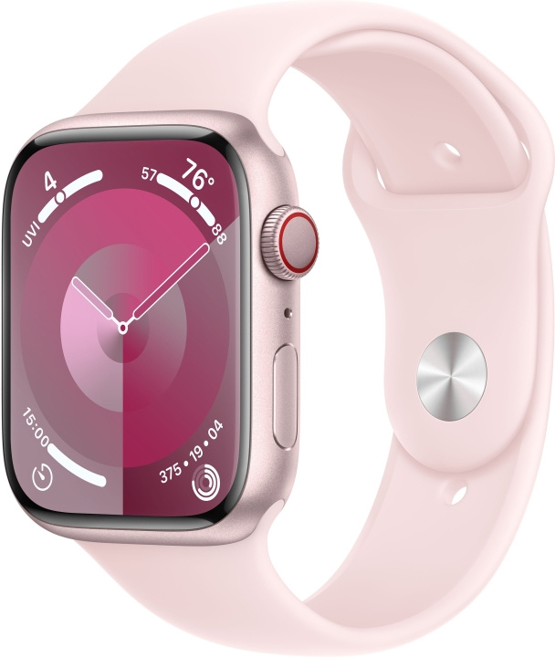 Apple Watch Series 9 (GPS + Cellular) 45 mm pink aluminium case and pink sports strap, S/M (MRMK3) in the group SMARTPHONE & TABLETS / Excercise, home & leisure / Apple Watch & Accessories / Apple Watch at TP E-commerce Nordic AB (C77662)