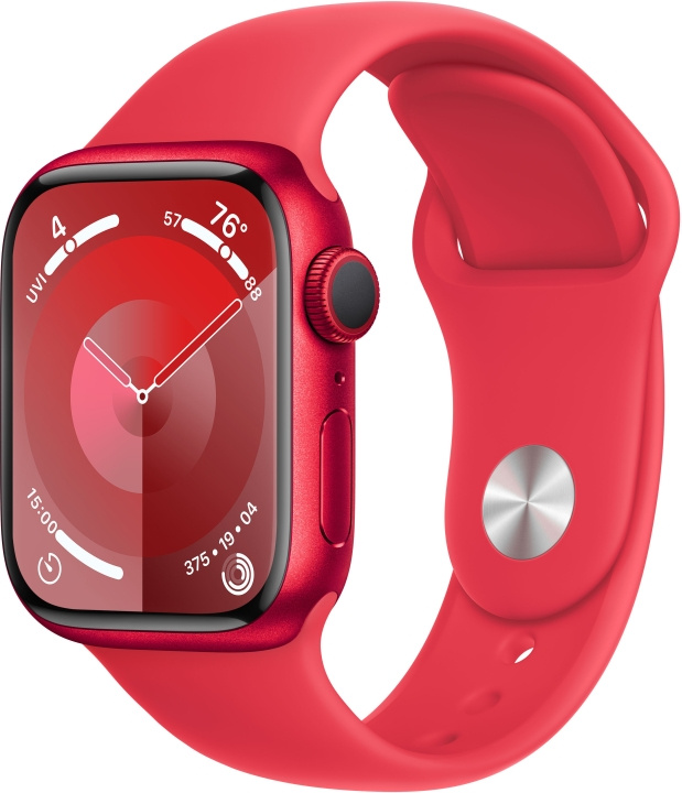 Apple Watch Series 9 (GPS) 41 mm red (PRODUCT)RED aluminium case and red (PRODUCT)RED sports bracelet, S/M (MRXG3) in the group SMARTPHONE & TABLETS / Excercise, home & leisure / Apple Watch & Accessories / Apple Watch at TP E-commerce Nordic AB (C77666)