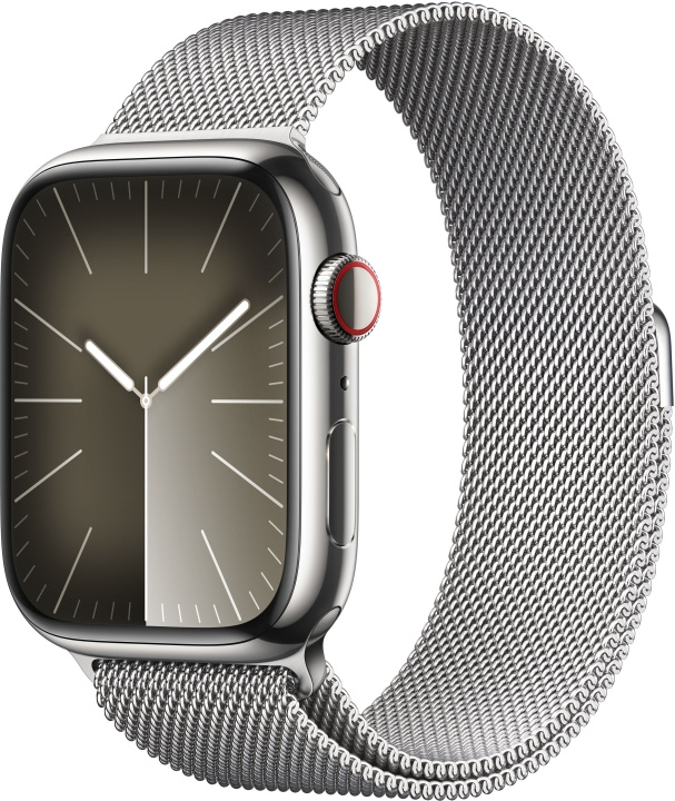 Apple Watch Series 9 (GPS + Cellular) 45 mm silver-coloured stainless steel case and silver-coloured Milano strap (MRMQ3) in the group SMARTPHONE & TABLETS / Excercise, home & leisure / Apple Watch & Accessories / Apple Watch at TP E-commerce Nordic AB (C77671)