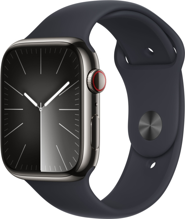 Apple Watch Series 9 (GPS + Cellular) 45 mm graphite stainless steel case and midnight blue sport strap, S/M (MRMV3) in the group SMARTPHONE & TABLETS / Excercise, home & leisure / Apple Watch & Accessories / Apple Watch at TP E-commerce Nordic AB (C77680)