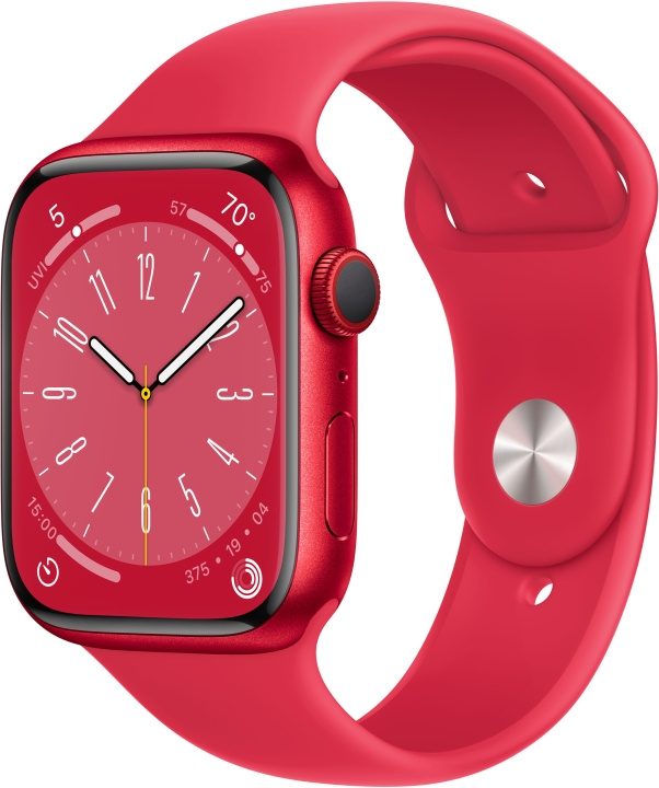 Apple Watch Series 8 (GPS + Cellular) 45 mm red (PRODUCT)RED aluminium case and red (PRODUCT)RED sports bracelet (MNKA3) in the group SMARTPHONE & TABLETS / Excercise, home & leisure / Apple Watch & Accessories / Apple Watch at TP E-commerce Nordic AB (C77891)