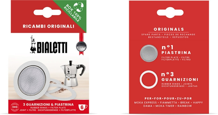 Bialetti spare parts set, Moka Express 6 cups in the group HOME, HOUSEHOLD & GARDEN / Household appliances / Coffee makers and accessories / Filters & Accessories at TP E-commerce Nordic AB (C78054)